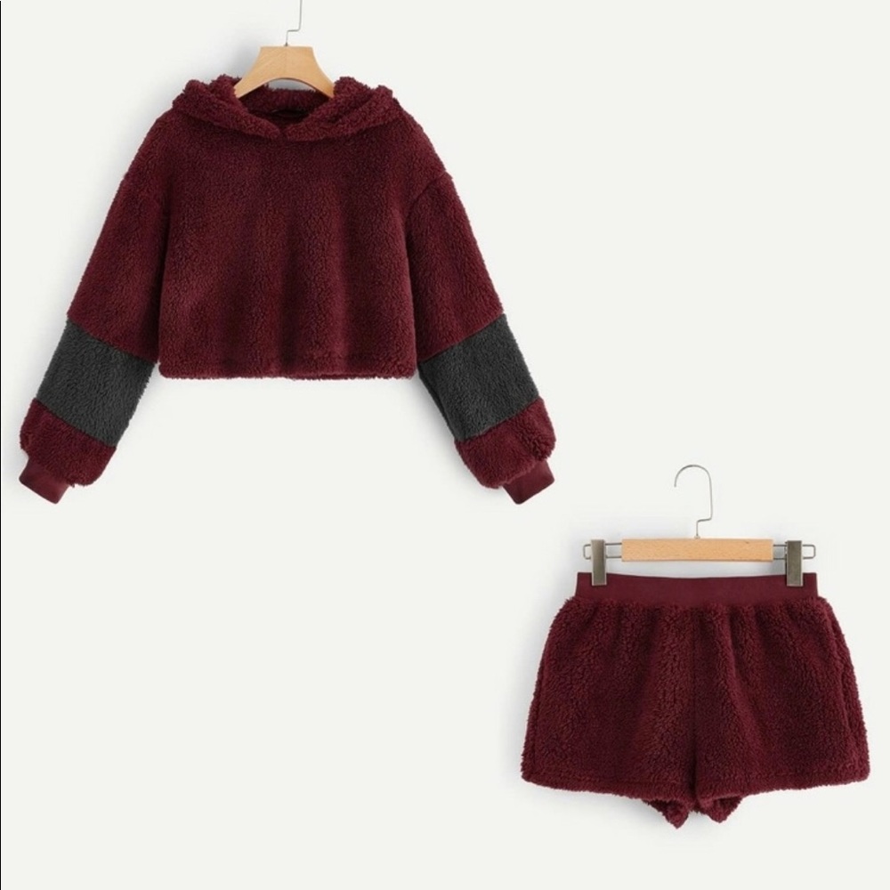 Sherpa hoodie and shorts set